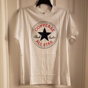 Men's Converse All Star Logo White Blue Red Short Sleeve T-Shirt Large New NWT